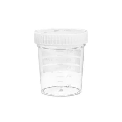 Multipurpose beaker with white lid, polypropylene, 120ml, bulk