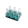 Platform with clamps for 6 x 250-300ml flasks/beakers.
