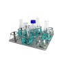 Platform with spring clamps for 9 x 500ml flasks
