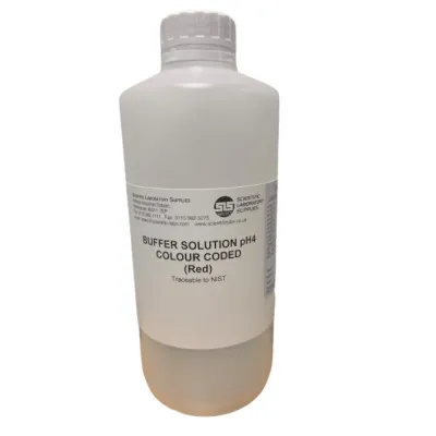 pH 4 Buffer Solution Colour Coded (Red) 1L