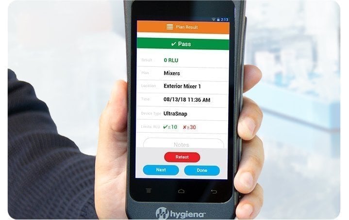 Closeup shot of the Hygiena&trade; EnSURE&trade; Touch luminometer